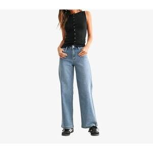 NEW JBD. slim wide leg sweat-denim jean in blue